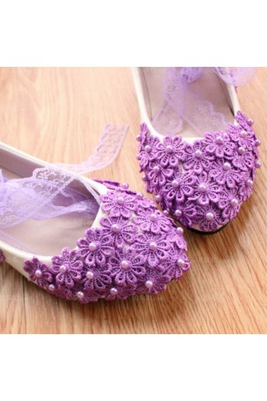 Best Wedding Bridal Shoes with Pearl and Small Flower