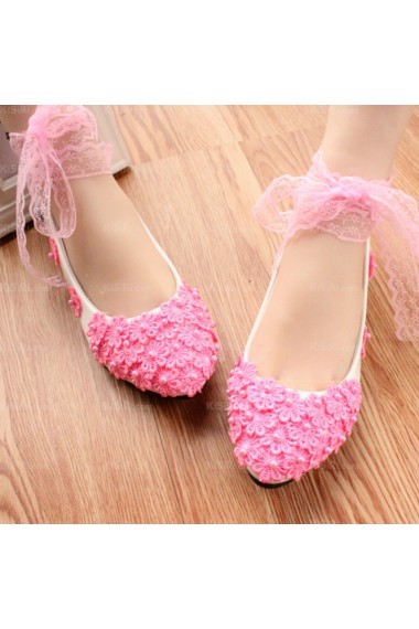 Cheap Comfortable Wedding Bridal Shoes with Pearl and Small Flower