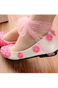 Cheap Comfortable Wedding Bridal Shoes with Pearl and Small Flower