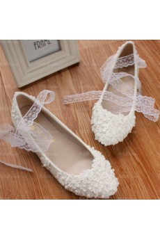 Cheap Comfortable Wedding Bridal Shoes with Pearl and Small Flower