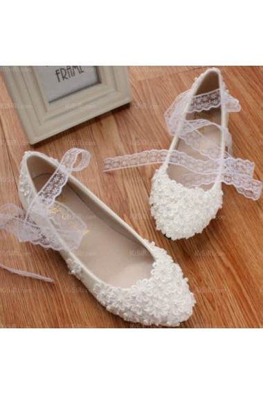 Cheap Comfortable Wedding Bridal Shoes with Pearl and Small Flower