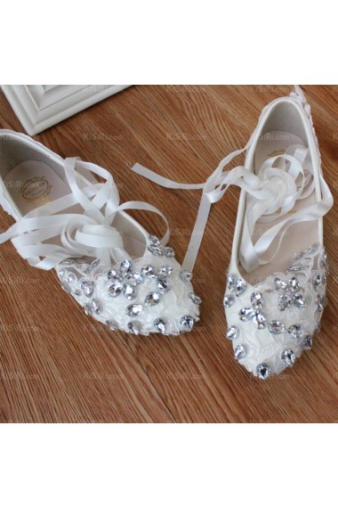 Elegant Wedding Bridal Shoes with Rhinestone Ribbons