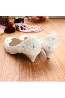 Cheap Lace Bridal Wedding Shoes with Flower and Rhinestone