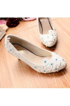 Cheap Lace Bridal Wedding Shoes with Flower and Rhinestone