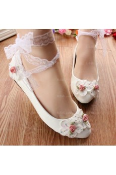 Elegant Lace Bridal Wedding Shoes with Flower 