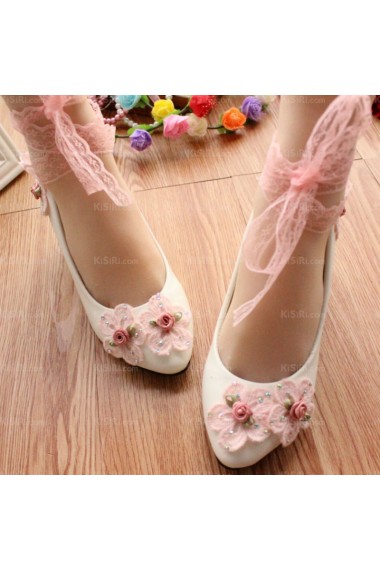 Elegant Lace Bridal Wedding Shoes with Flower 