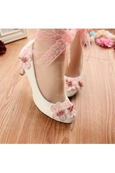 Elegant Lace Bridal Wedding Shoes with Flower 