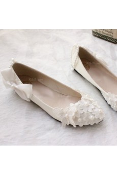 Elegant Lace Bridal Wedding Shoes Bowknot and Pearl