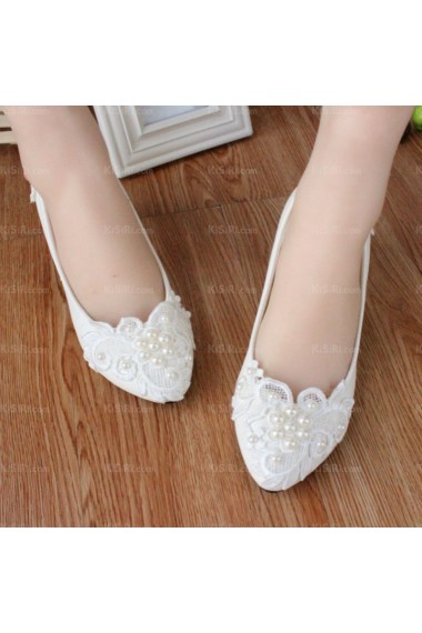 Fashionable Lace Bridal Wedding Shoes with Flower and Pearl