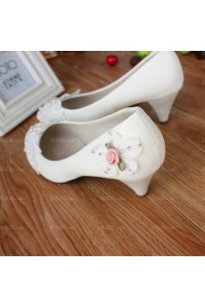 Fashionable Lace Bridal Wedding Shoes with Flower and Pearl