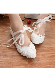 Cheap Comfortable Wedding Bridal Shoes with Rhinestone Ribbons