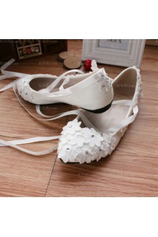 Cheap Comfortable Wedding Bridal Shoes with Rhinestone Ribbons