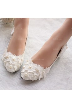 Cheap Comfortable Wedding Bridal Shoes with Ribbons Pearl Butterfly