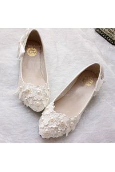 Cheap Comfortable Wedding Bridal Shoes with Ribbons Pearl Butterfly