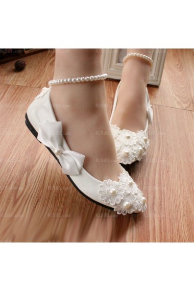 Elegant Wedding Bridal Shoes with Bowknot and Pearl