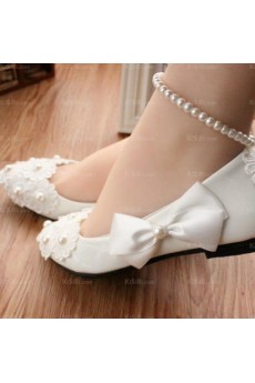 Elegant Wedding Bridal Shoes with Bowknot and Pearl