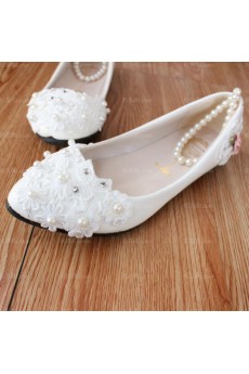 Fashionable Lace Bridal Wedding Shoes with Flower and Pearl