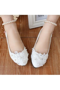 Fashionable Lace Bridal Wedding Shoes with Flower and Pearl