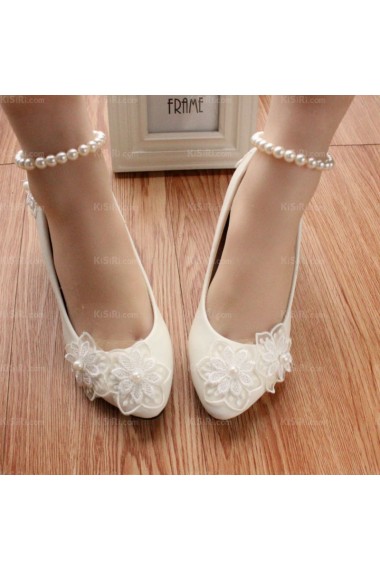 Best Lace Bridal Wedding Shoes with Flower and Pearl