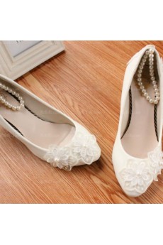 Best Lace Bridal Wedding Shoes with Flower and Pearl