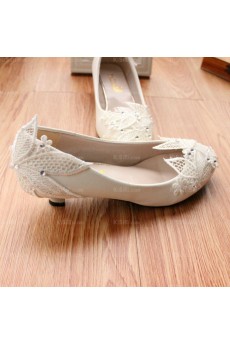 Cheap Lace Bridal Wedding Shoes with Flower and Rhinestone