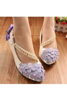 Best Lace Bridal Wedding Shoes with with Flower Bowknot Pearl