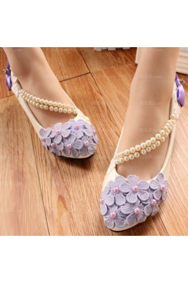 Best Lace Bridal Wedding Shoes with with Flower Bowknot Pearl