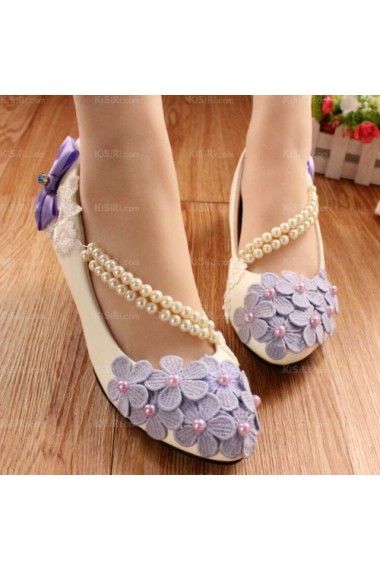 Best Lace Bridal Wedding Shoes with with Flower Bowknot Pearl