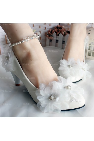 Cheap Wedding Bridal Shoes with Hand-made Flower Pearl