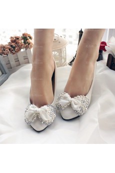 Discount Wedding Bridal Shoes with Bowknot Pearl Rhinestone