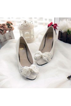 Discount Wedding Bridal Shoes with Bowknot Pearl Rhinestone