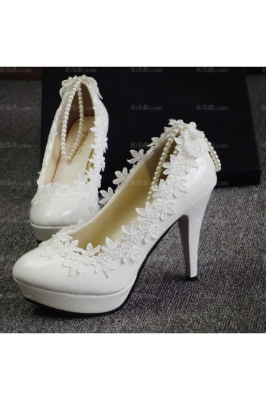 Lace Bridal Wedding Shoes with Flower and Pearl