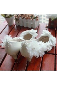 Best White Lace Bridal Wedding Shoes with Bowknot and Flower