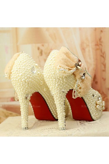 Fall Discount Wedding Bridal Shoes with Rhinestone Bowknot Pearl