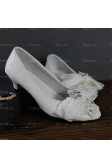 Lace Bridal Wedding Shoes with Bowknot Rhinestone