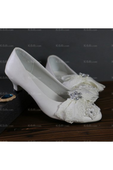 Lace Bridal Wedding Shoes with Bowknot Rhinestone