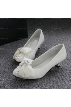 Lace Bridal Wedding Shoes with Bowknot Rhinestone