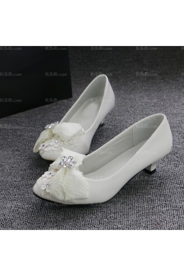 Lace Bridal Wedding Shoes with Bowknot Rhinestone