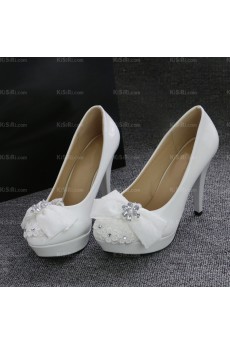 Lace Bridal Wedding Shoes with Bowknot Rhinestone