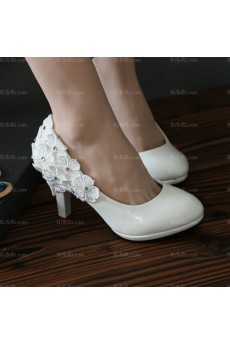 White Lace Bridal Wedding Shoes with Rhinestone