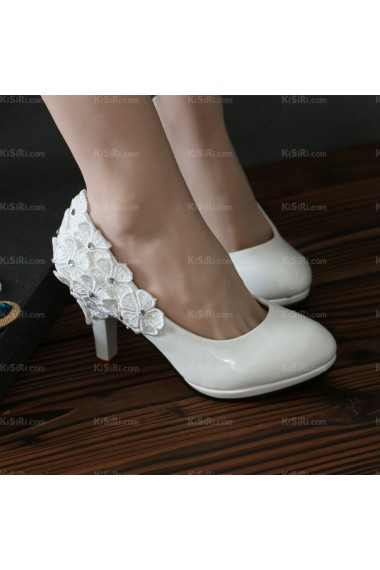 White Lace Bridal Wedding Shoes with Rhinestone