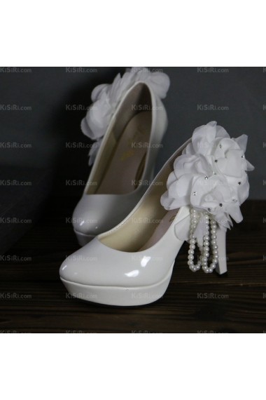 Fall Discount White Wedding Bridal Shoes with Pearl and Flower