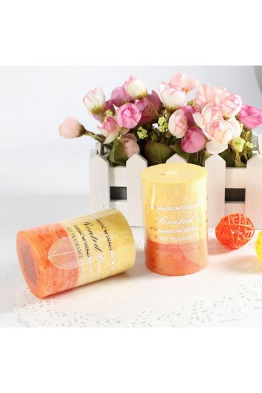 Personalized Yellow Orange Cylindrical Candle