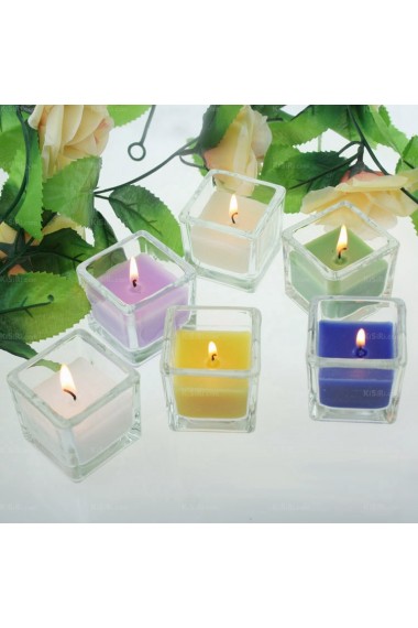 Square Glass Candle Holder Continental Romantic Wedding Birthday Candle 